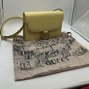 Gucci Textured Calfskin Medium Torchin GG Ring Shoulder Bag in Buttercream